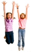 girls jump for joy